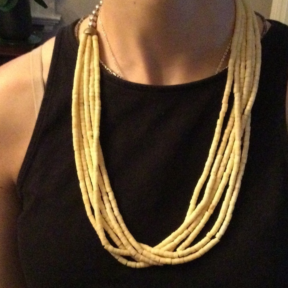Multi strand cream stone necklace